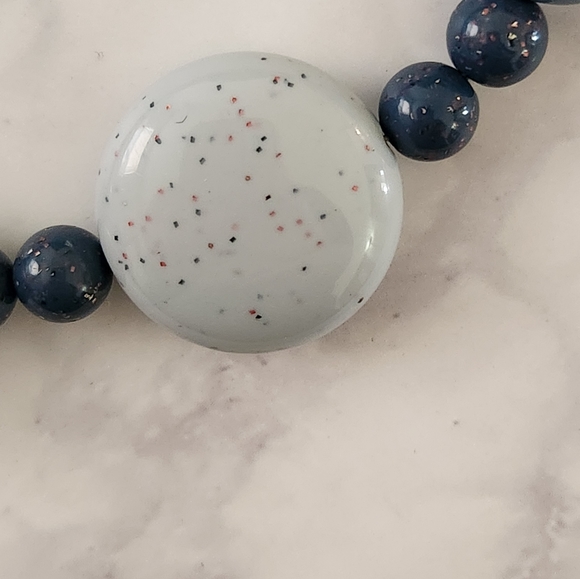 Retro Chunky Blue Gray Stone Beaded Necklace - Picture 3 of 4